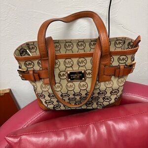 Michael Kors Tan and Brown Logo Tote
